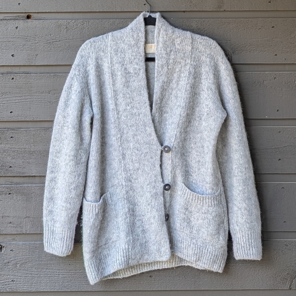 Nation LTD Tennessee Alpaca Wool Cardigan Heather Gray Size XS Made in Peru